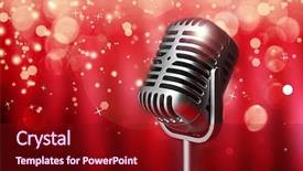  Presentation with curtain - Slide set featuring concert posters - retro microphone on bright curtain background and a coral colored foreground