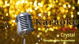  Presentation with festive - Cool new PPT layouts with concert posters - silver retro microphone on golden backdrop and a tawny brown colored foreground