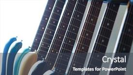  Presentation with electric guitar - Audience pleasing PPT theme consisting of concert tour - electric guitars on a guitar backdrop and a tawny brown colored foreground