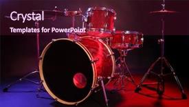  Presentation with venue - Cool new theme with concert venue - drum set on a stage backdrop and a tawny brown colored foreground