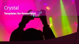  Presentation with concert - PPT theme having concert visitor shoots video on a smartphone background and a purple colored foreground
