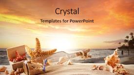  Presentation with shells - Beautiful slide set featuring conch - summer concept with sandy beach backdrop and a coral colored foreground