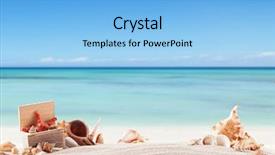  Presentation with starfish - Theme with conch - summer concept with sandy beach background and a light blue colored foreground