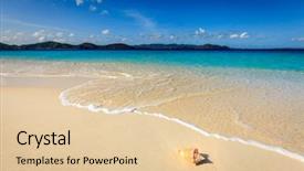  Presentation with beautiful skin and beach - Amazing presentation theme having conch on a beautiful beach backdrop and a  colored foreground