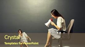  Presentation with angry - Audience pleasing PPT theme consisting of conciencia - big angry woman screaming backdrop and a violet colored foreground