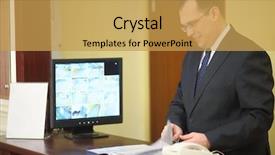  Presentation with workplace - Colorful PPT theme enhanced with concierge behind the counter backdrop and a yellow colored foreground