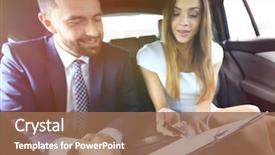  Presentation with car business - PPT theme with concluding - business people meeting working car background and a coral colored foreground