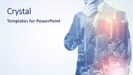  Presentation with businessman standing on maze - Presentation theme enhanced with concluding - businessman in suit standing thinking background and a sky blue colored foreground