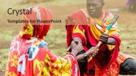  Presentation with hand shake telephone - Amazing presentation theme having massai men shaking hand concluding backdrop and a coral colored foreground