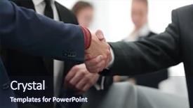  Presentation with members - Audience pleasing presentation theme consisting of partners concluding deal and shaking backdrop and a wine colored foreground