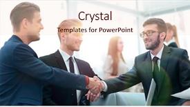  Presentation with shaking hands - PPT theme featuring partners concluding deal and shaking background and a lemonade colored foreground