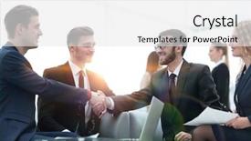  Presentation with shaking hands - Cool new slides with partners concluding deal and shaking backdrop and a white colored foreground