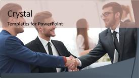  Presentation with members - Amazing slide deck having partners concluding deal and shaking backdrop and a  colored foreground