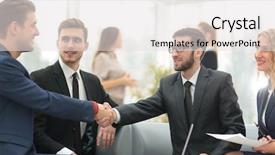  Presentation with shaking hands - Cool new presentation theme with partners concluding deal and shaking backdrop and a light gray colored foreground