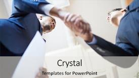  Presentation with octagon two mma fighters standing - Beautiful PPT theme featuring hands at office they concluding backdrop and a  colored foreground