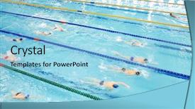  Presentation with swimming pool - Slides having concours enfants - image of swimming pool background and a light blue colored foreground