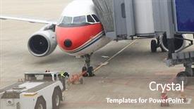  Presentation with airplane on a runway - Colorful slides enhanced with concourse - airplane ready for boarding backdrop and a gray colored foreground