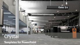  Presentation with airport terminal - Audience pleasing PPT theme consisting of concourse - airport terminal interior with no backdrop and a gray colored foreground