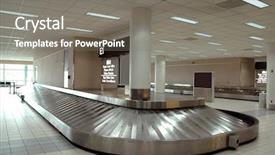  Presentation with airport - Audience pleasing slide deck consisting of concourse - baggage carousel at the airport backdrop and a gray colored foreground