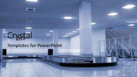  Presentation with airport facial recognition - Presentation theme having concourse - baggage claim area in airport background and a light blue colored foreground