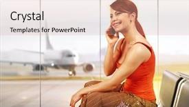  Presentation with traveler - Colorful presentation theme enhanced with concourse - beautiful traveler with mobile phone backdrop and a coral colored foreground