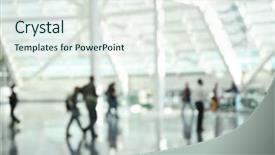  Presentation with railway - Cool new presentation theme with concourse - blurred image of travellers backdrop and a sky blue colored foreground