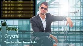  Presentation with man in suit guitar - Amazing presentation theme having concourse - business man in suit waiting backdrop and a ocean colored foreground