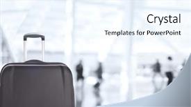  Presentation with airport - PPT theme featuring concourse - cloeup of a suitcase background and a sky blue colored foreground