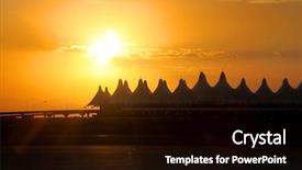  Presentation with airport - Cool new PPT theme with concourse - denver airport against sun set backdrop and a black colored foreground