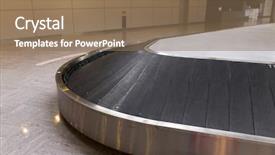  Presentation with airport - Theme with concourse - empty baggage claim area background and a coral colored foreground