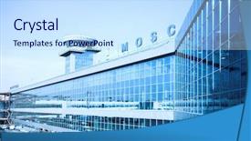  Presentation with international - Beautiful PPT layouts featuring concourse - international airport building exterior backdrop and a sky blue colored foreground