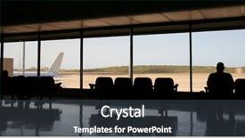  Presentation with airport lounge - Presentation theme having concourse - male silhouette in the waiting background and a dark gray colored foreground