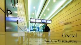  Presentation with discrimination of people disability - PPT theme having concourse - people mooving in hall corridor background and a gold colored foreground