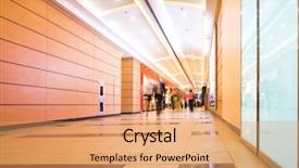  Presentation with people - Cool new PPT theme with concourse - people mooving in hall corridor backdrop and a coral colored foreground