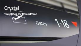  Presentation with brand - Audience pleasing slides consisting of concourse - picture of brand new gate backdrop and a dark gray colored foreground