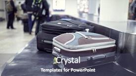  Presentation with conveyor belt - Amazing PPT layouts having concourse - suitcase on luggage conveyor belt backdrop and a dark gray colored foreground