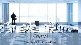  Presentation with airport lounge - Audience pleasing PPT theme consisting of concourse - transit lounge at the airport backdrop and a light blue colored foreground