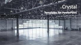  Presentation with glass construction - Slides consisting of construction industry - interior of an empty warehouse background and a dark gray colored foreground