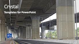  Presentation with bridge concrete - Beautiful PPT theme featuring concrete bridge pillars under view backdrop and a dark gray colored foreground