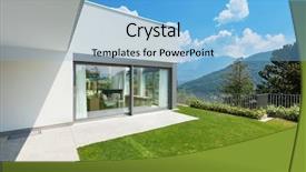  Presentation with 3d abstract architecture white - Slide set consisting of concrete building - architecture modern white house background and a  colored foreground