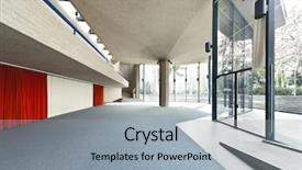  Presentation with congress - Beautiful PPT theme featuring concrete building - interior of a congress palace backdrop and a light gray colored foreground