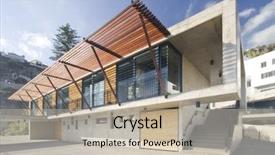  Presentation with island - Amazing PPT theme having concrete building - modern house located at madeira backdrop and a mint green colored foreground