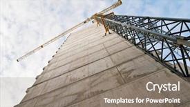  Presentation with concrete construction - Presentation theme having concrete building construction with crane background and a gray colored foreground