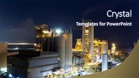  Presentation with cement factory - Colorful slide deck enhanced with concrete cement factory at night backdrop and a navy blue colored foreground