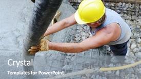  Presentation with house building - Slide set consisting of concrete construction - working and building on new background and a gray colored foreground
