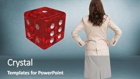  Presentation with reflection looking back to go forward - Audience pleasing PPT layouts consisting of concrete cube - back of woman looking backdrop and a ocean colored foreground