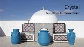  Presentation with architecture - Beautiful presentation theme featuring concrete cube - tunisian traditional architecture backdrop and a  colored foreground