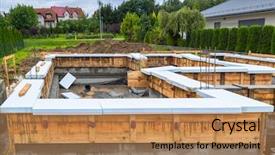  Presentation with house foundation - Presentation theme with concrete foundation of a new background and a coral colored foreground