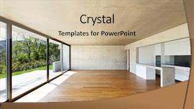  Presentation with concrete - Amazing presentation theme having concrete house with hardwood floor backdrop and a soft green colored foreground