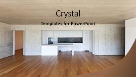  Presentation with concrete - PPT theme having concrete house with hardwood floor background and a mint green colored foreground